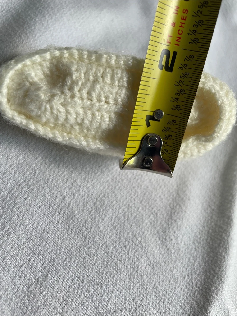 VINTAGE Handmade Crochet Hand Knot Baby Booties White Yellow